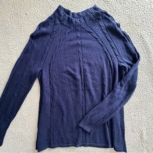 Kim Rogers Navy Cable-Detail Crew Neck Sweater